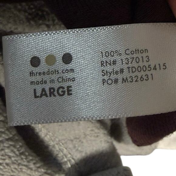 Three Dots 3/4 Sleeve British Tee - Large - Chocolate Plum - Picture 5 of 5